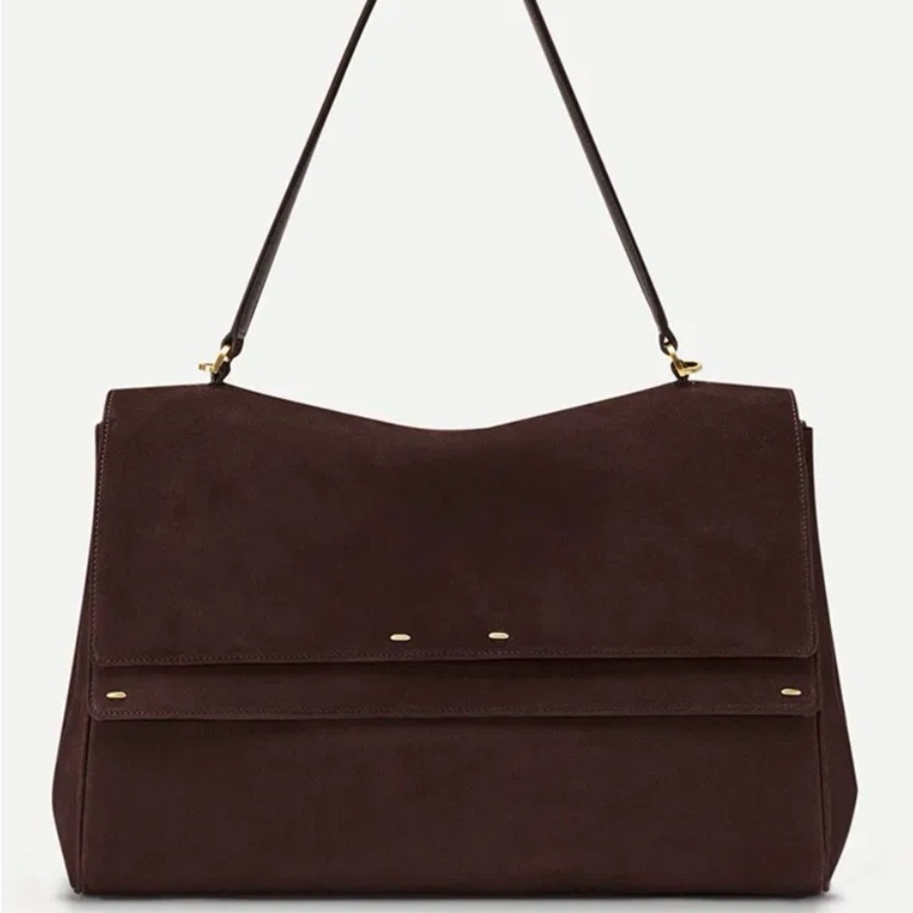 Rialto Double Flap Handbag in Top-Grain Nubuck Leather